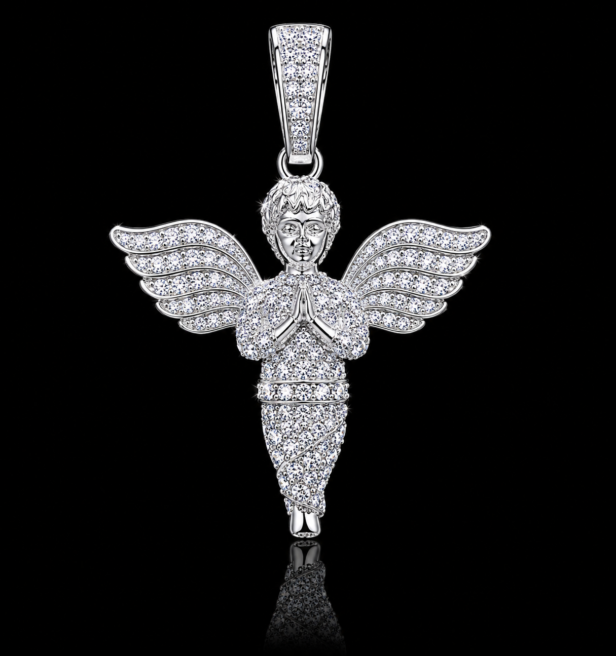 Praying Angel Pendant – 925 Sterling Silver CZ Angel Pendant