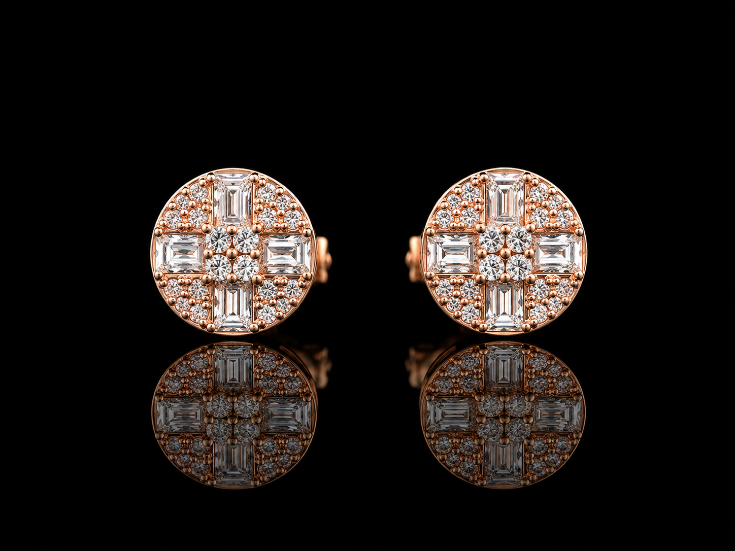 925S Rose Gold Multi-Cut Moissanite Stud Earrings – 0.89 CTW