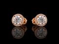 925S Rose Gold Halo Moissanite Stud Earrings – 2.26 CTW