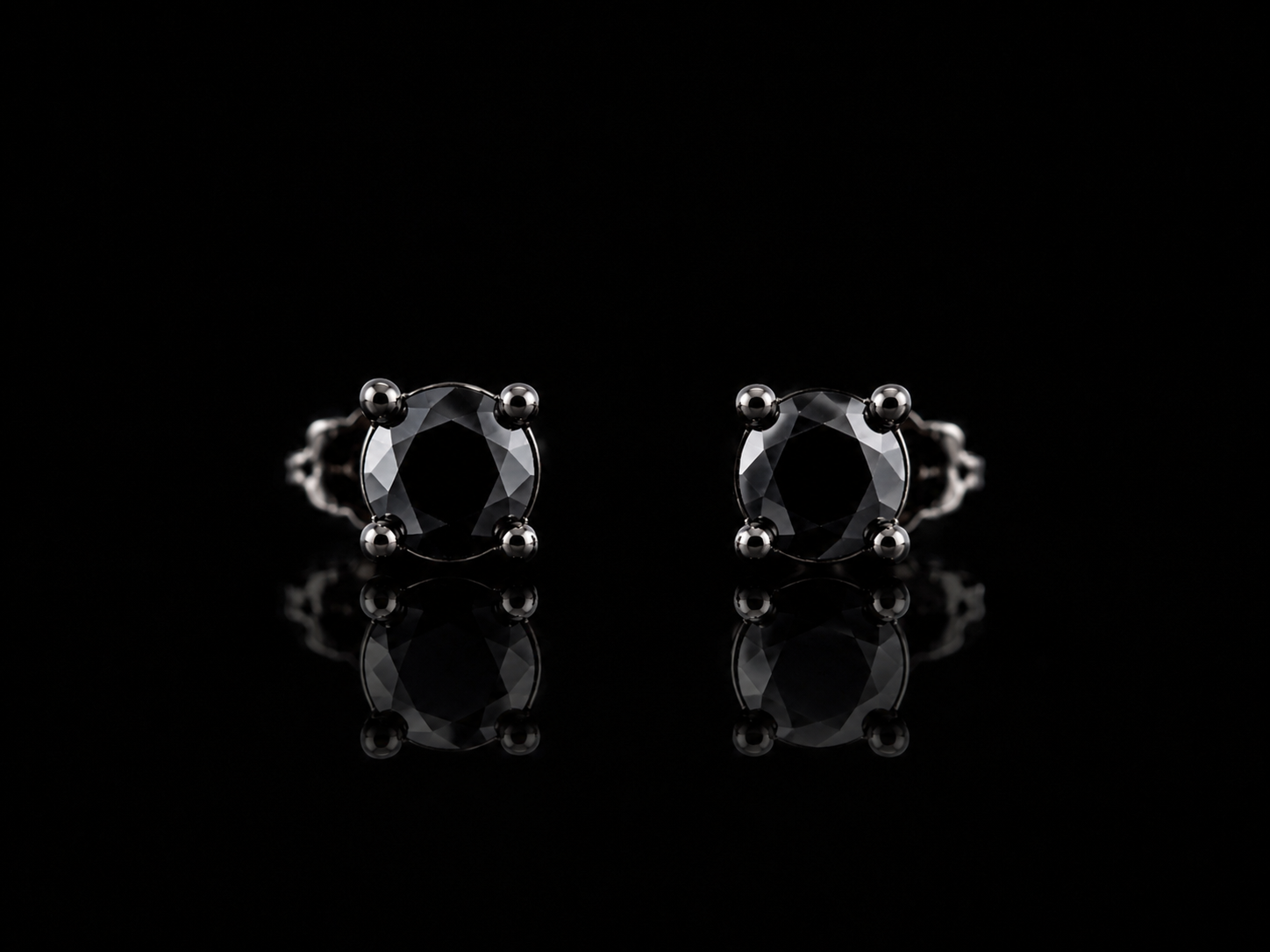 4MM 925S Black Moissanite Stud Earrings – 0.60 CTW