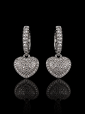 925S Pavé Heart Drop Hoop Earrings – 0.67 CTW