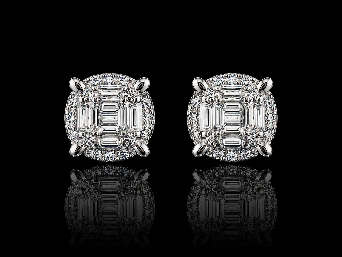 925S Multi-Cut Moissanite Halo Stud Earrings – 0.55 CTW