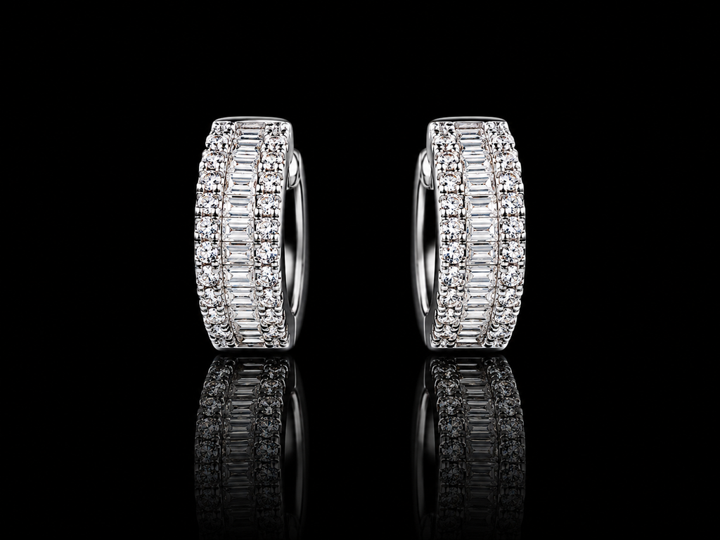 925 Sterling Silver Moissanite Hoop Earrings – 0.54 CTW