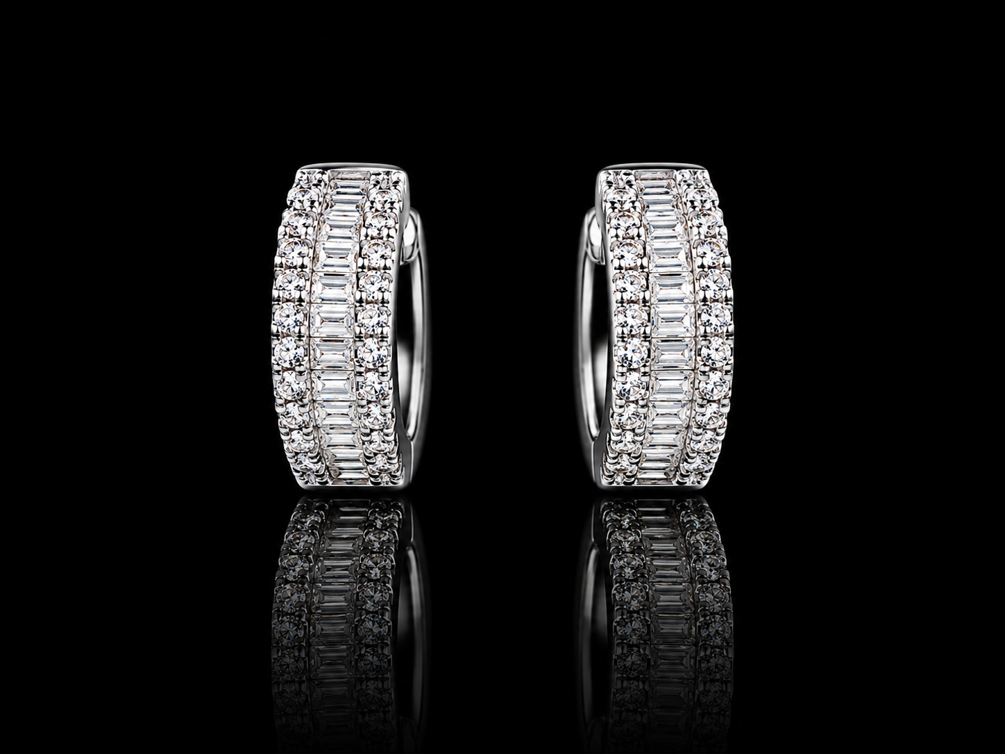 925 Sterling Silver Moissanite Hoop Earrings – 0.54 CTW