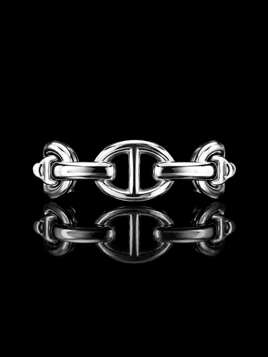 925 Silver Horsebit Link Ring | Sterling Silver Statement Ring | Size 7