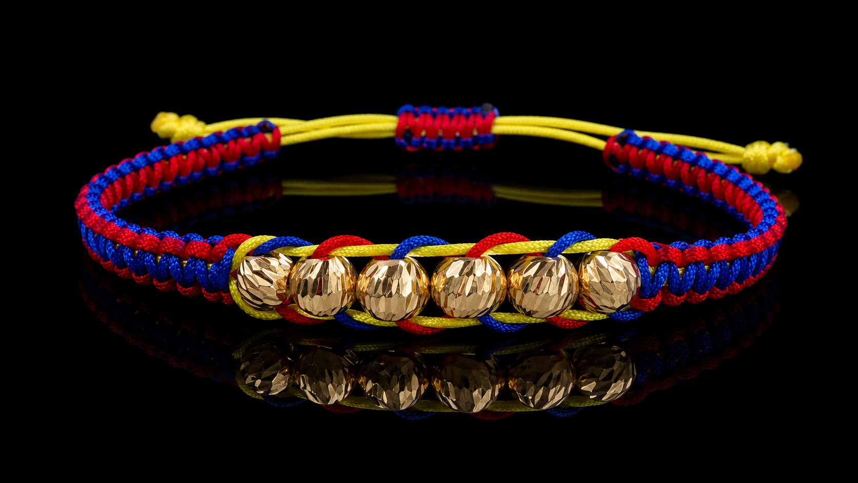 18K Gold Colombian Flag Macramé Bracelet