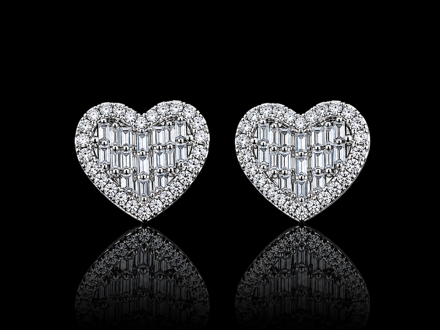 925S Heart Halo Moissanite Stud Earrings – 1.35 CTW