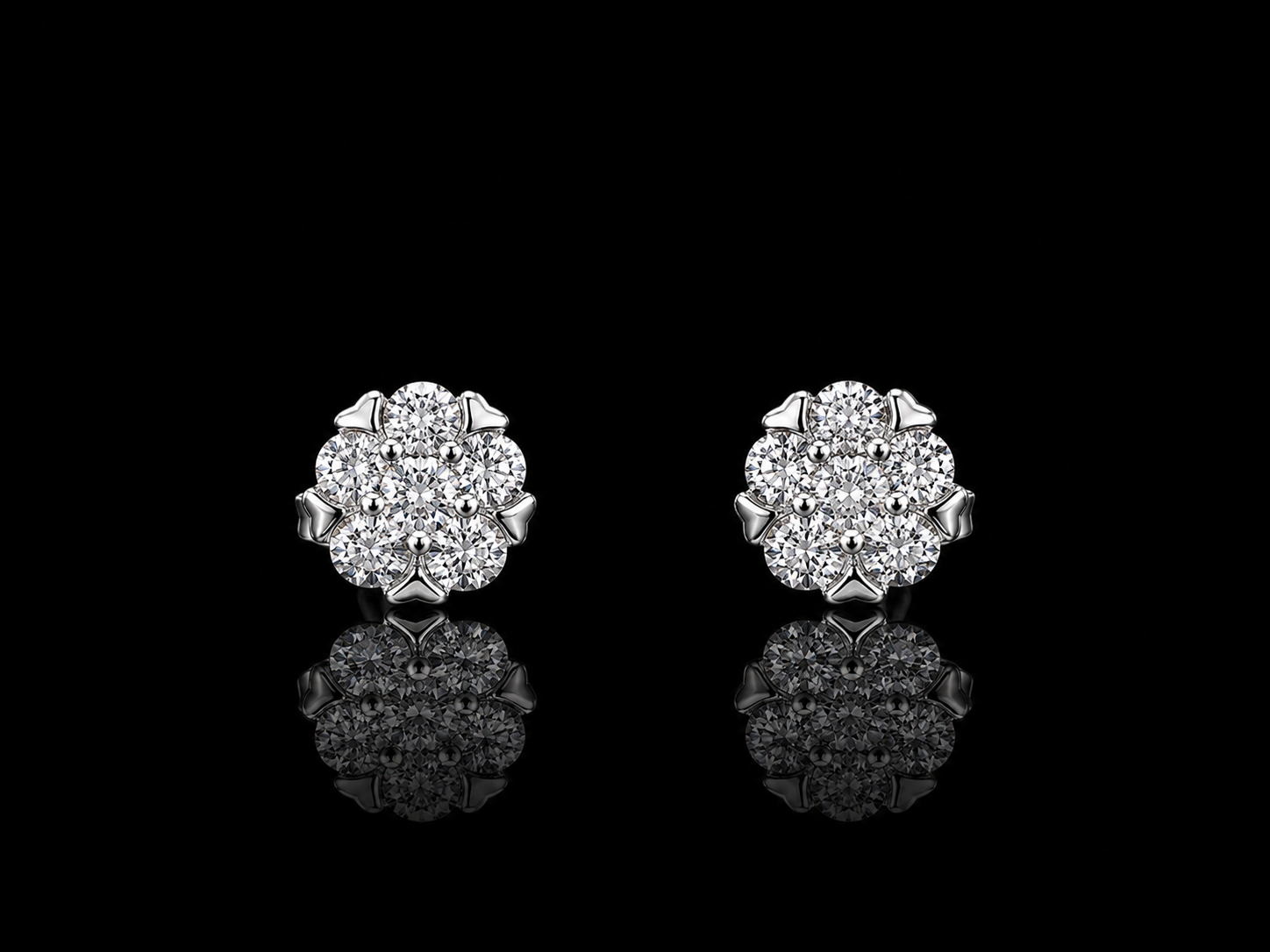 925S Floral Moissanite Stud Earrings – 0.48 CTW