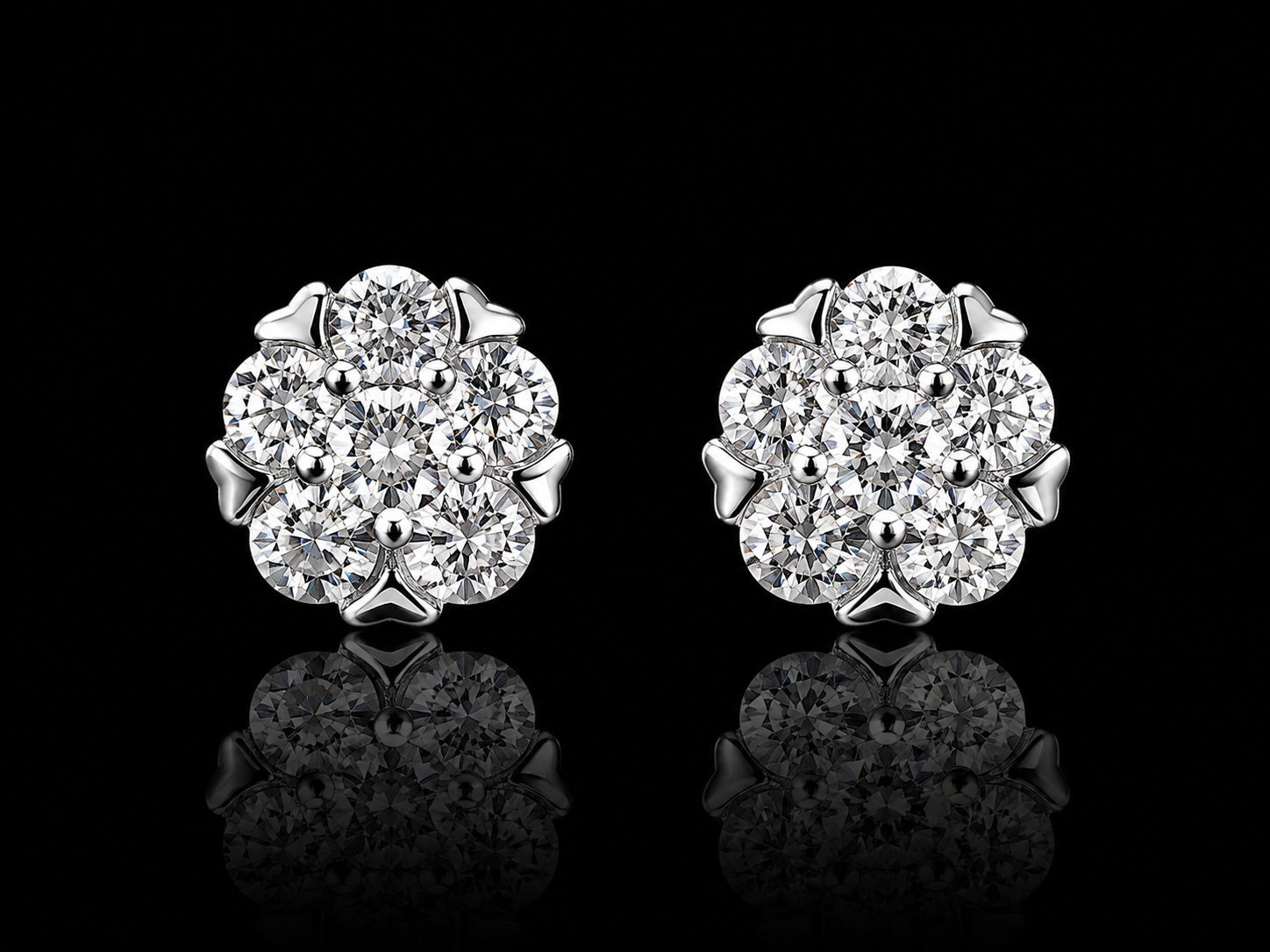 925S Moissanite Flower Stud Earrings – 1.05 CTW