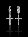 925S Cross Drop Moissanite Hoop Earrings – 2.12 CTW