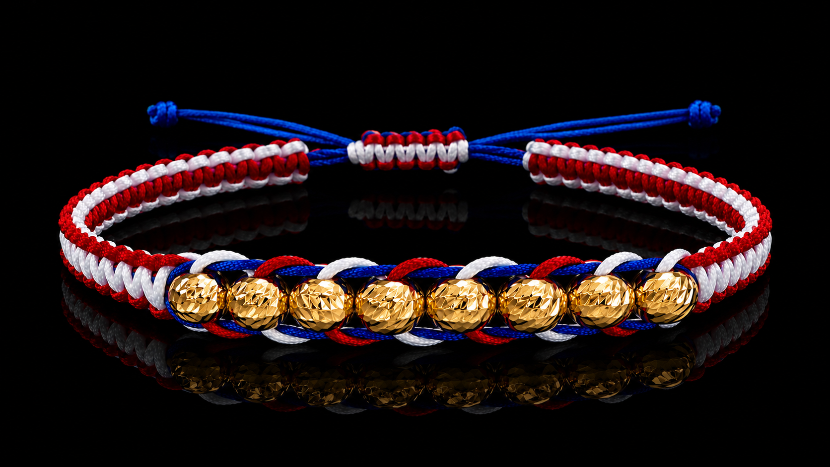 18K Gold USA Flag Macramé Bracelet