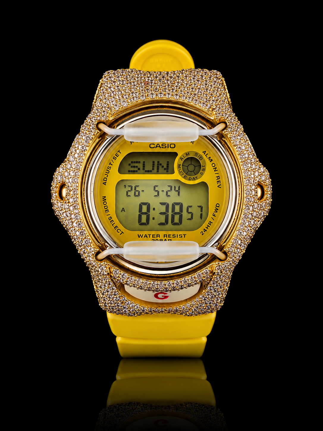 Custom Casio BG169CH-9 Moissanite Watch – 7 CTW VVSD Yellow Edition