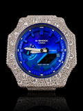 Custom Casio G-SHOCK GA-2100FLS-8A2DR Moissanite Watch – 14.75 CTW Blue Dial Edition