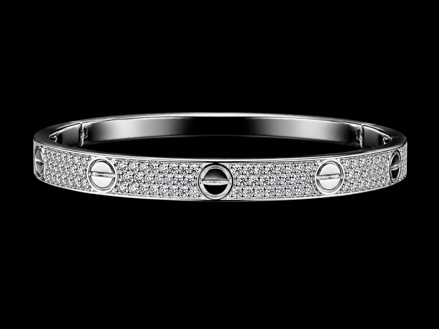 925S Iced Screw Bangle Bracelet – 3 CTW VVSD Moissanite