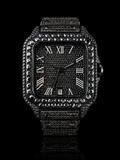 Black Iced Roman Dial Watch – 20CTW Black Moissanite