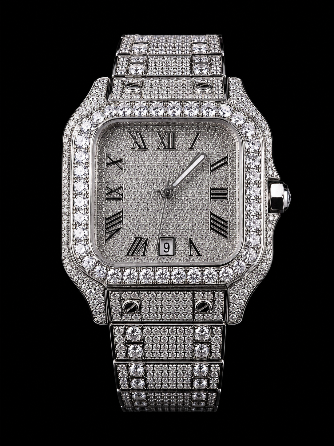 Iced Roman Dial Watch – 20CTW Moissanite VVSD