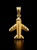 18K Colombian Gold Airplane Pendant – Travel & Freedom Luxury Charm 2CM