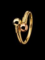 18K Colombian Gold Two-Tone Bead Ring – Sculptural Minimalist Design (Size 7)