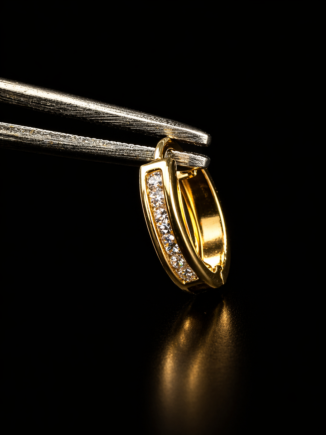 18K Colombian Gold Zirconia Huggie Earrings