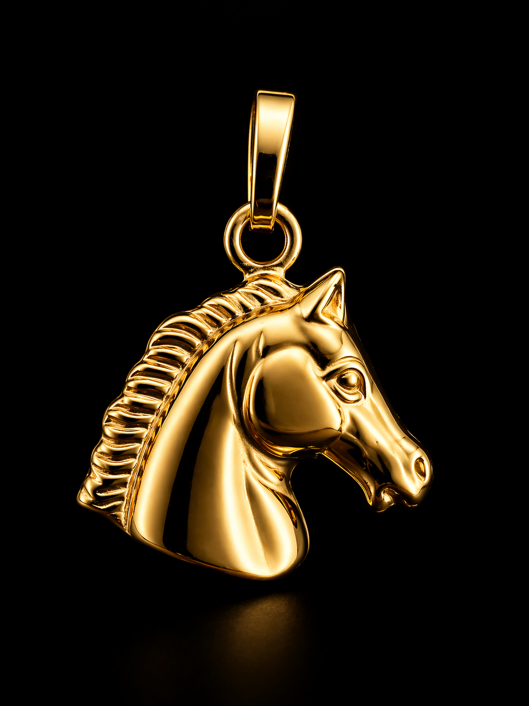 18K Italian Gold Horse Head Pendant – Luxury Equestrian Design 2CM