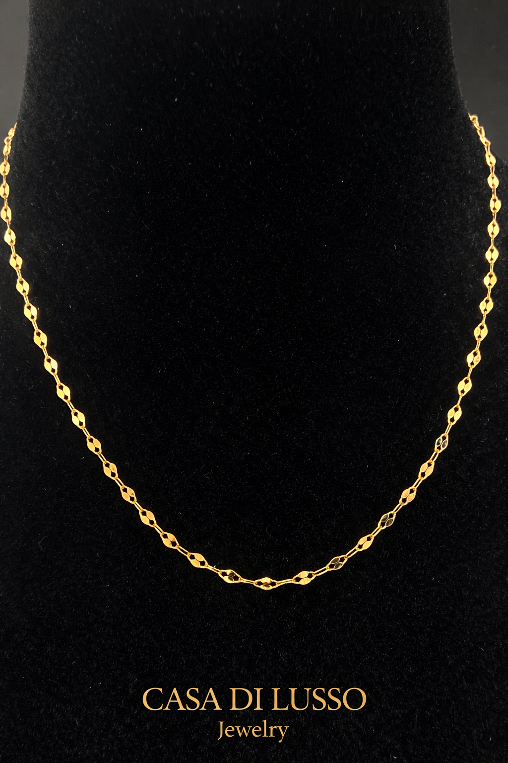 18K Italian Gold Marquise Link Chain Necklace – 19”