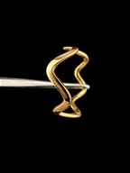 18K Italian Gold Open Wave Ring – Sculptural Minimalist Band (Size 5)
