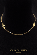 18K Italian Tri-Color Gold Rosary Style Necklace – 18”