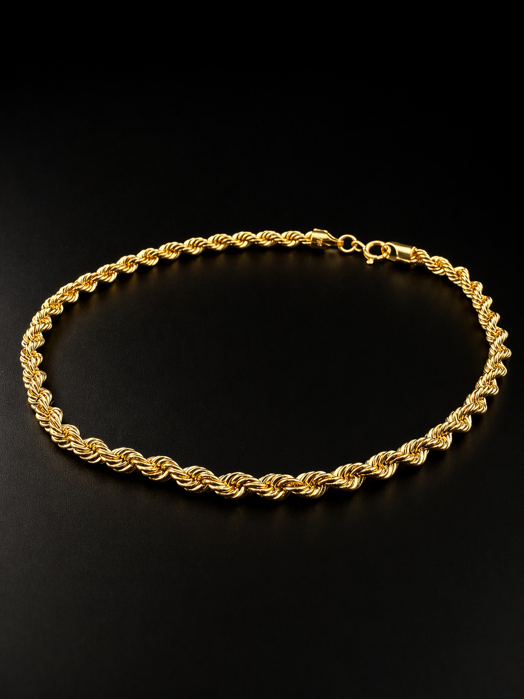 18K Italy Gold Rope Chain Bracelet – 8"