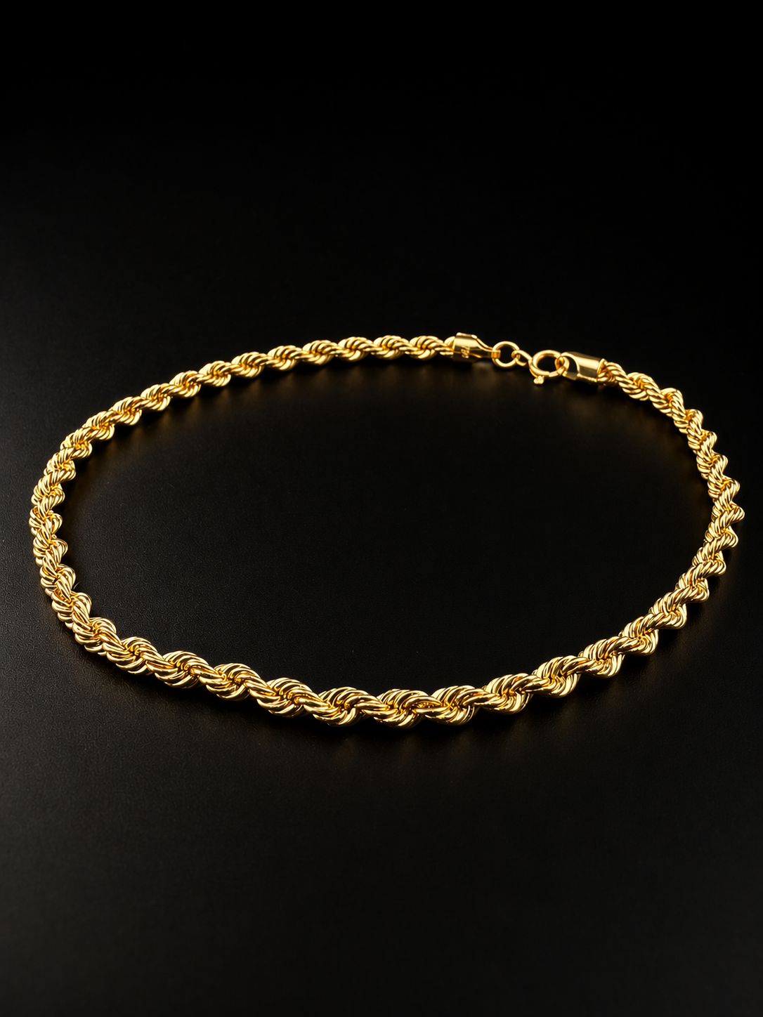 18K Italy Gold Rope Chain Bracelet – 8"