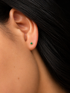 18K Colombian Gold Emerald Stud Earrings