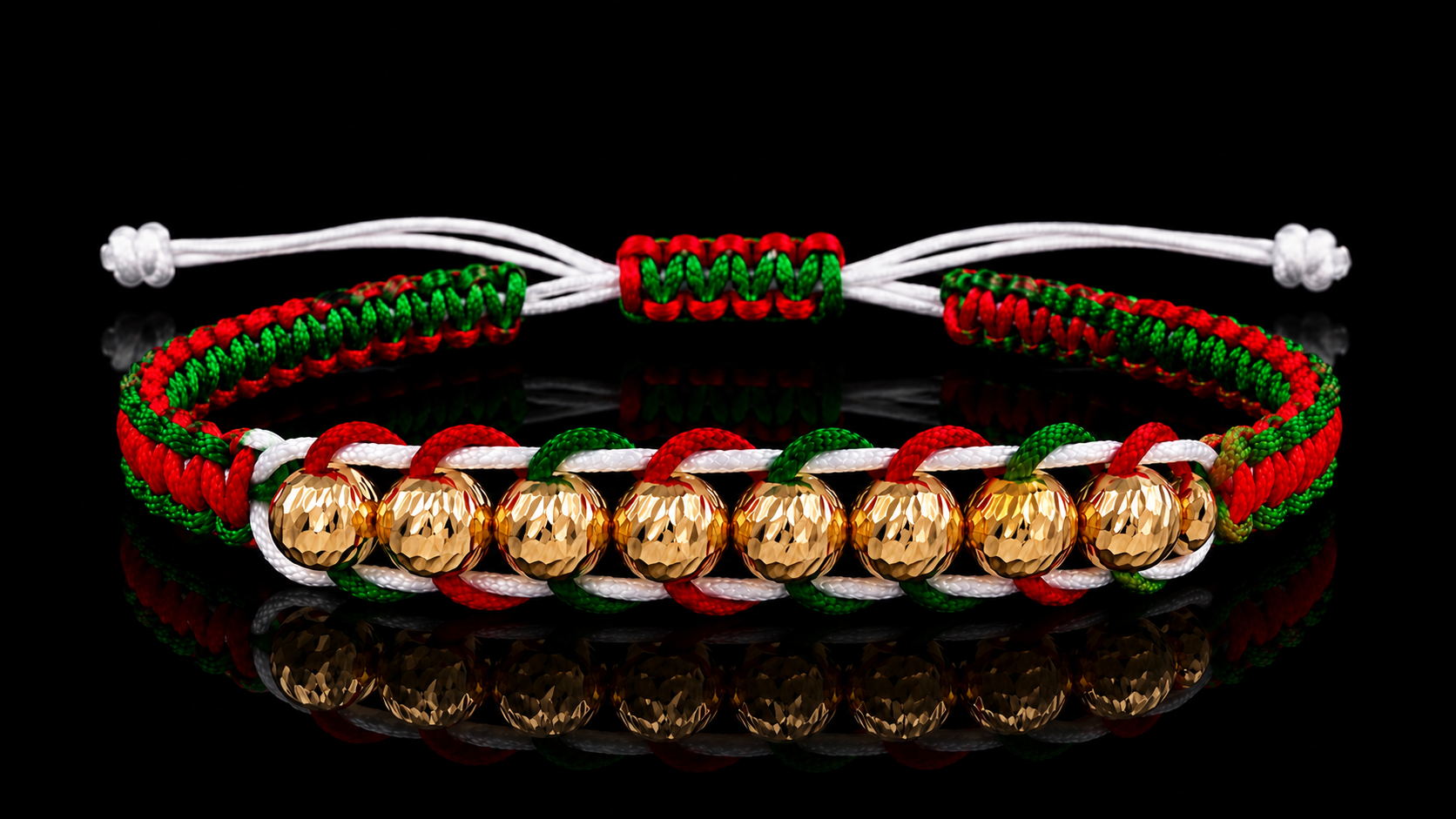 18K Gold Mexican Flag Macramé Bracelet