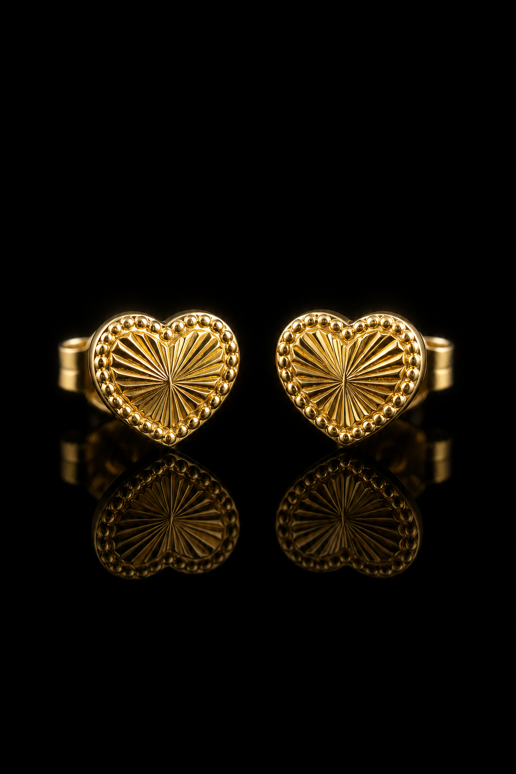 Radiant Heart 18K Gold Stud Earrings