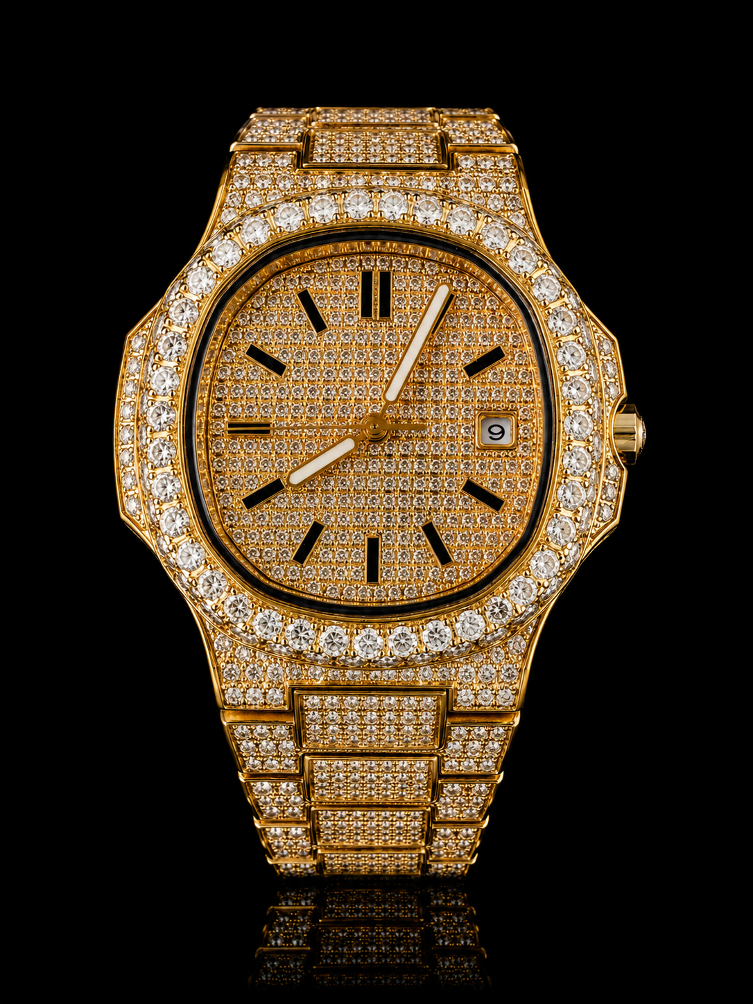 Gold Tone Moissanite Luxury Watch – 18.33 CTW