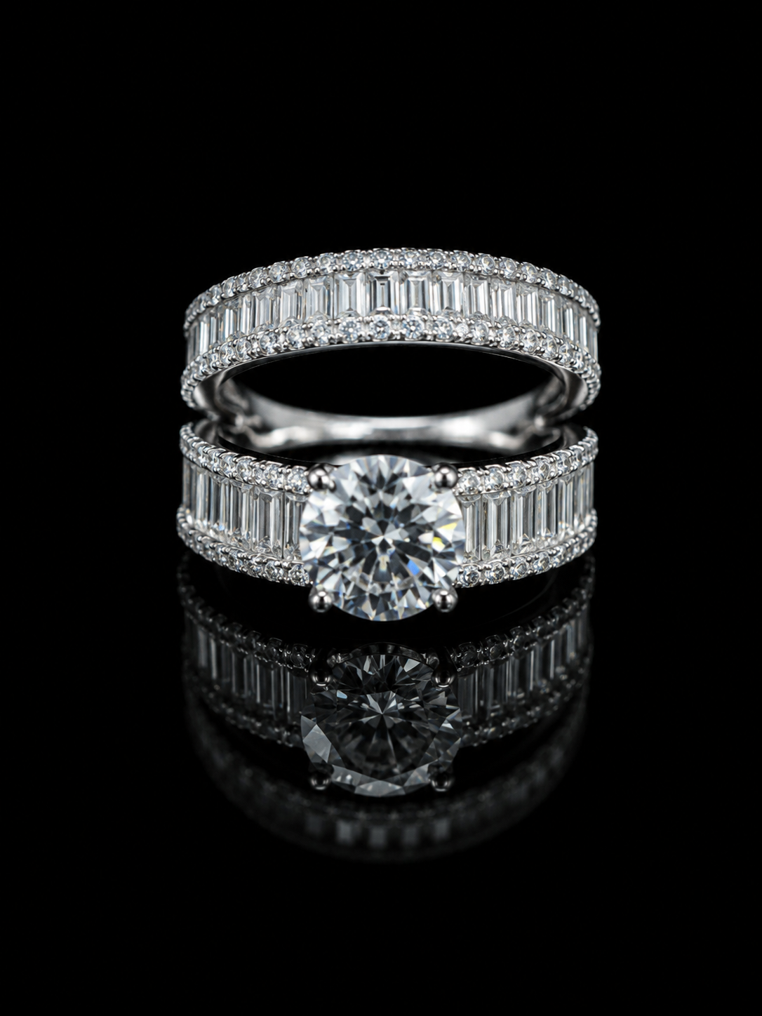 Baguette Moissanite Bridal Ring Set – 3.5 CTW