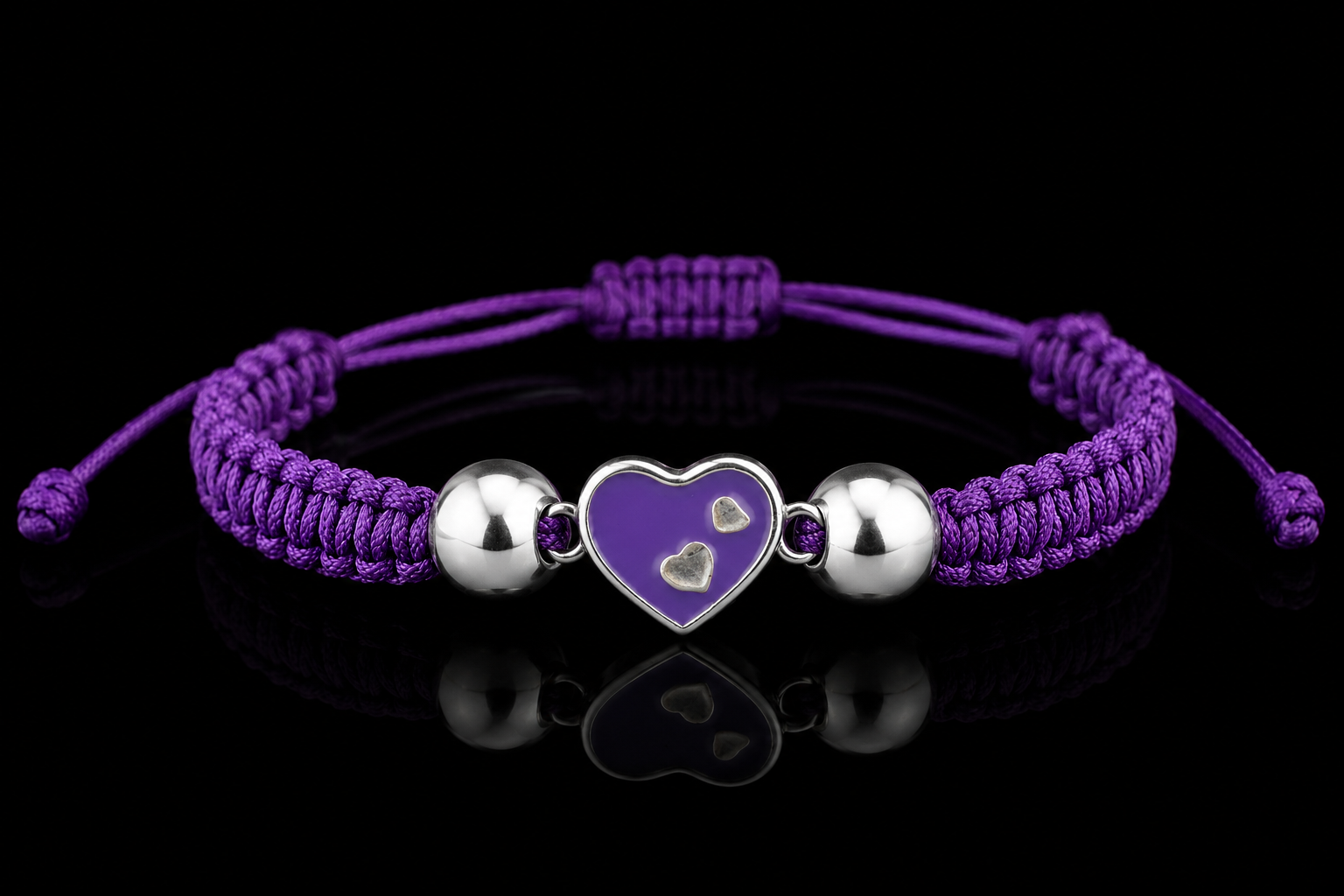 Violet Heart 925S Macramé Bracelet