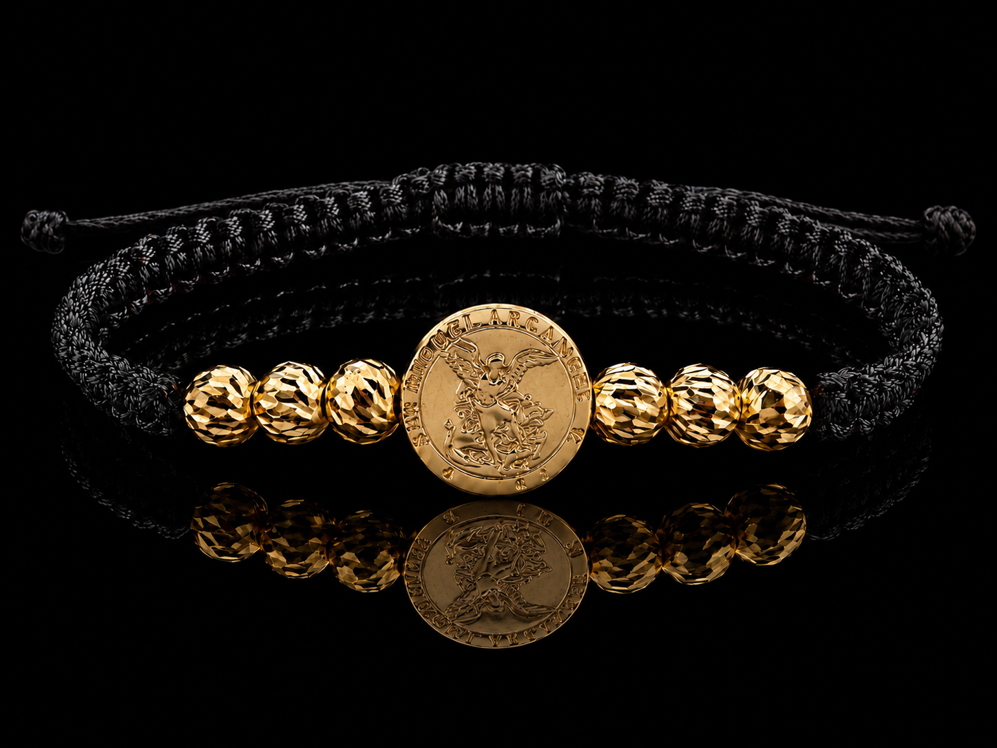 18K Gold Saint Michael Macramé Bracelet