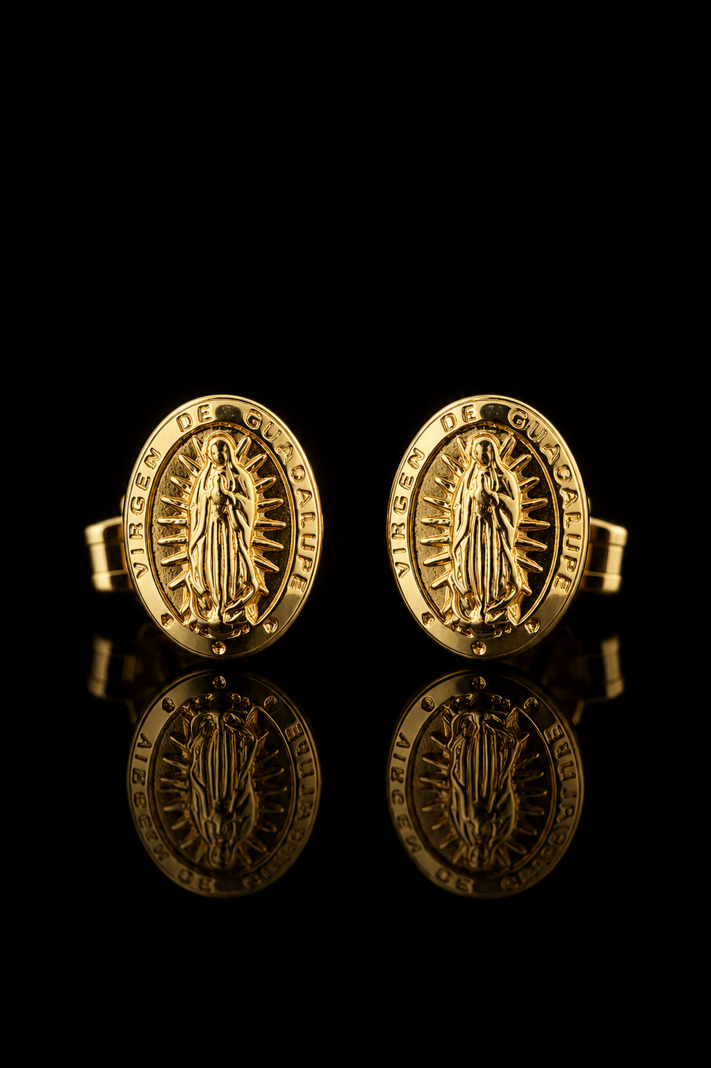 Virgin of Guadalupe 18K Gold Stud Earrings
