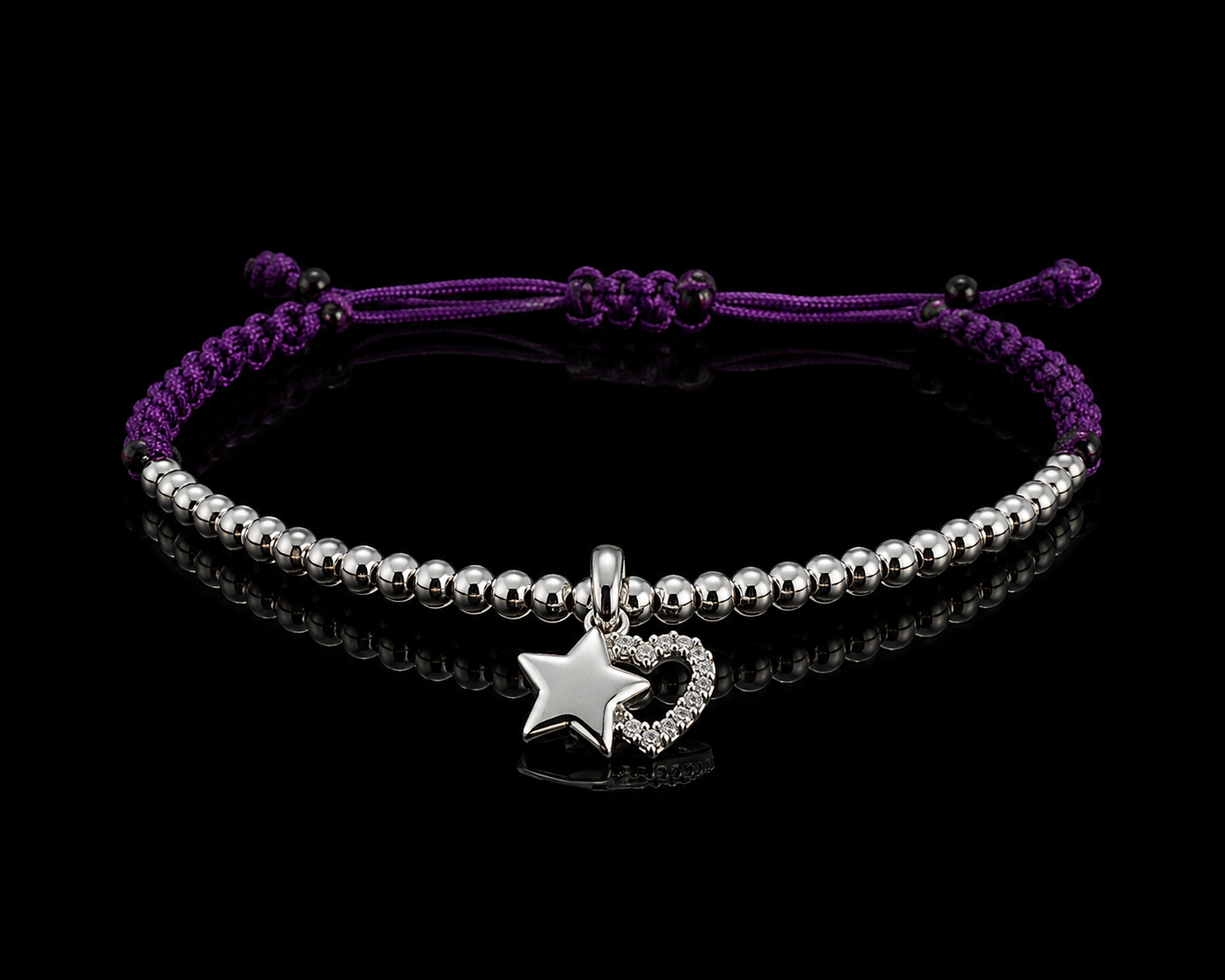 925S Star & Love CZ Macramé Bracelet