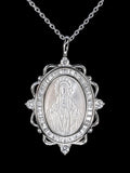 Virgin Mary Mother of Pearl Pendant – 925S CZ Necklace
