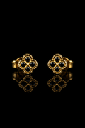 Midnight Clover 18K Italian Gold Stud Earrings