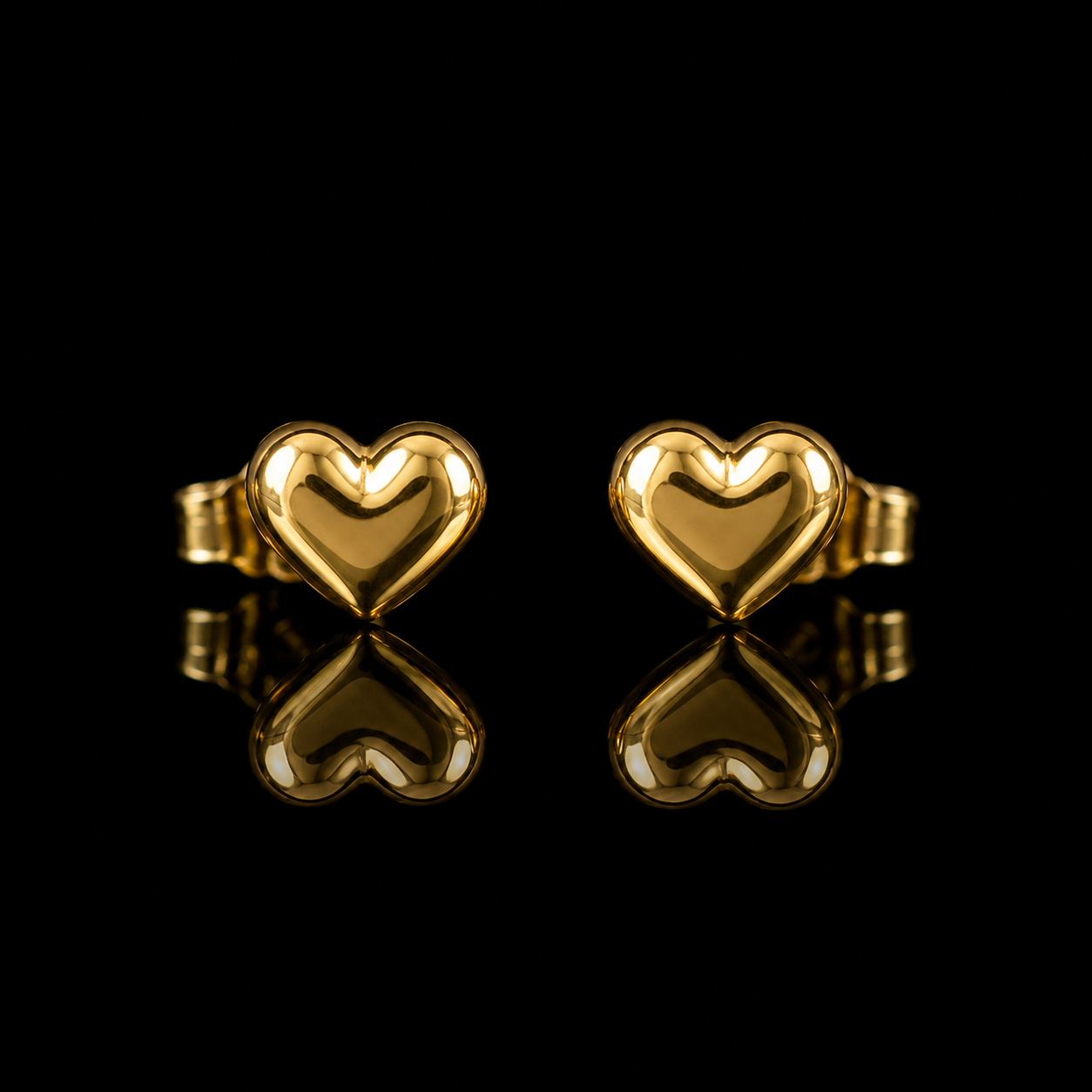 Golden Love 18K Gold Heart Stud Earrings