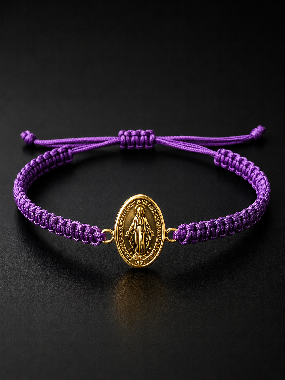 18K Miraculous Medal Macramé Bracelet