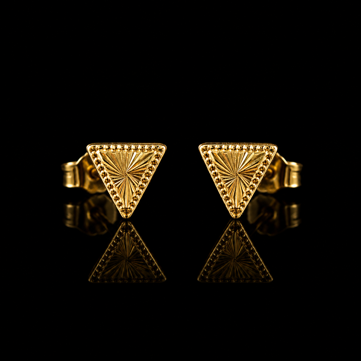 Radiant Triangle 18K Gold Stud Earrings