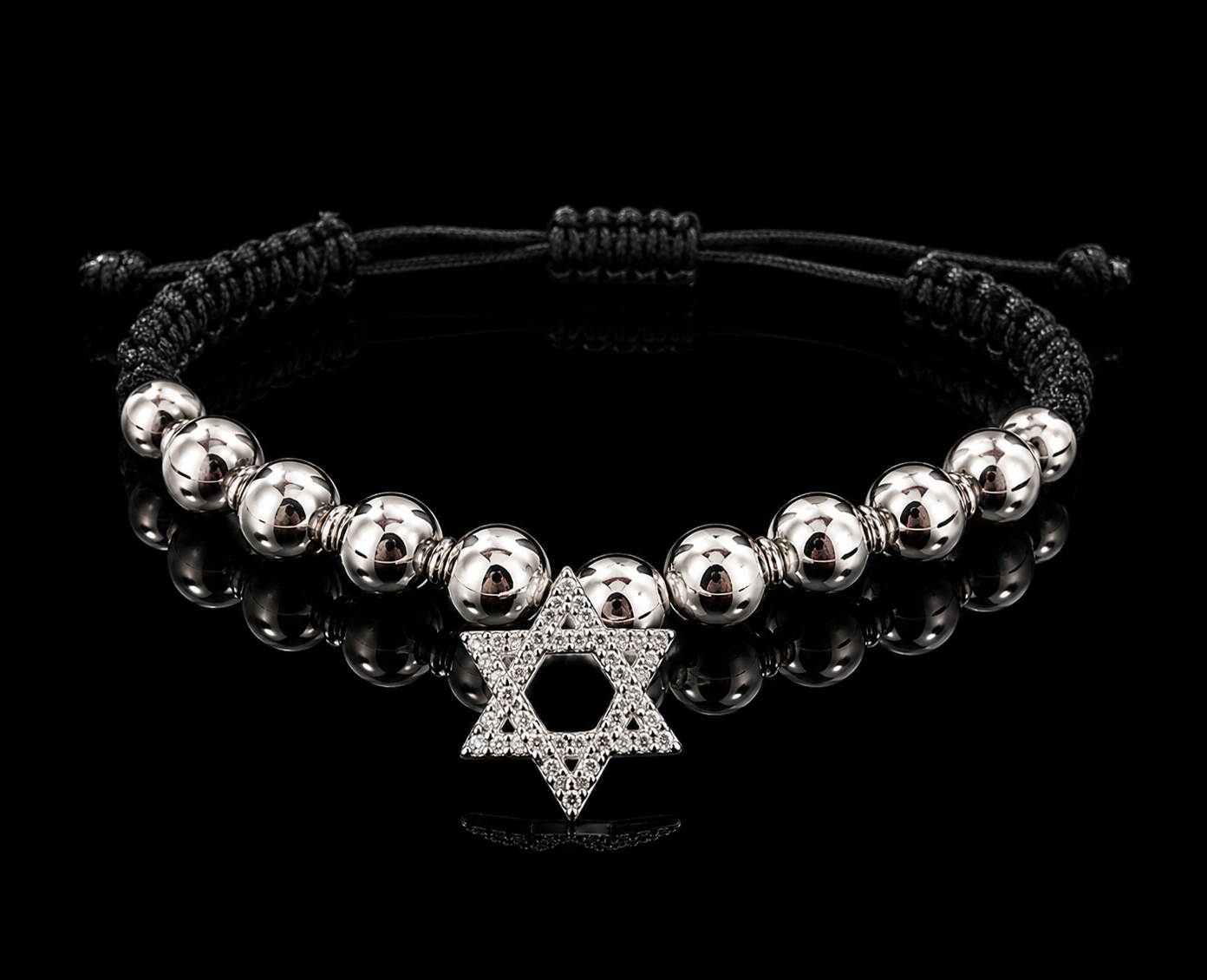 925S CZ Star of David Macramé Bracelet