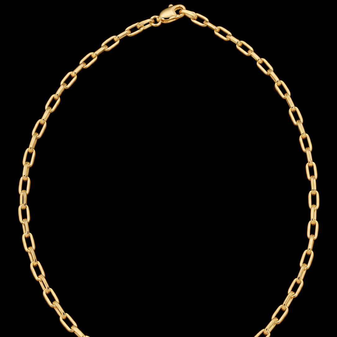 S10" | Aurelia Paperclip Link Anklet in 10K Yellow Gold