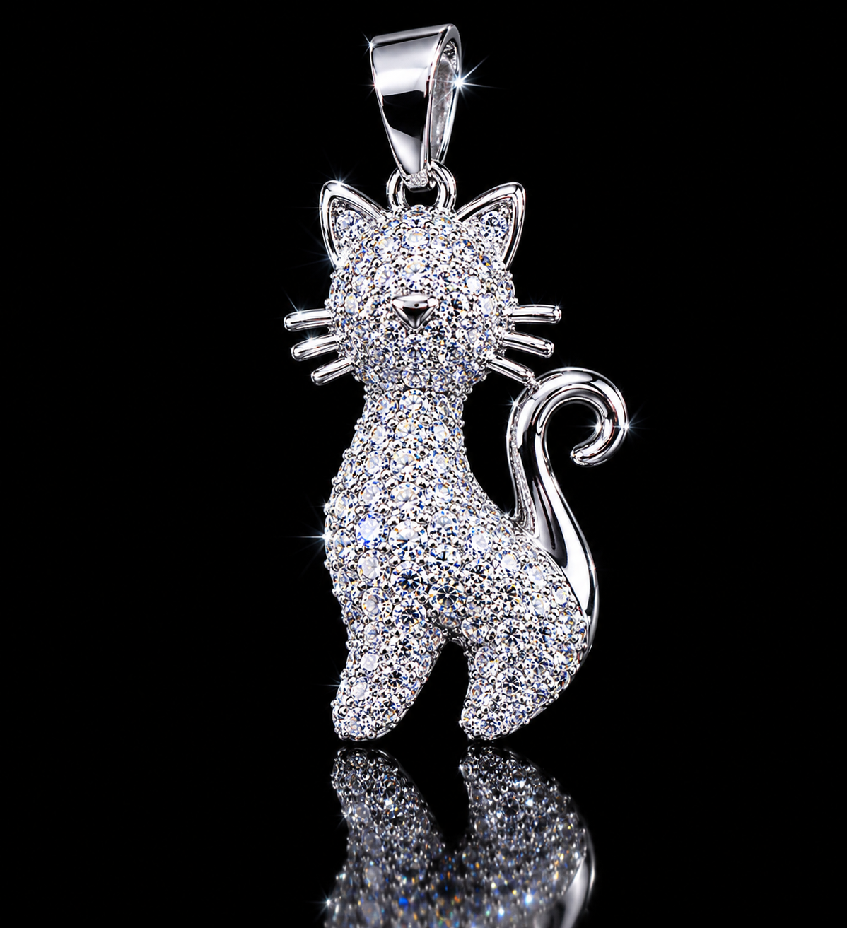 Iced Cat Pendant – 1 CTW VVSD Moissanite
