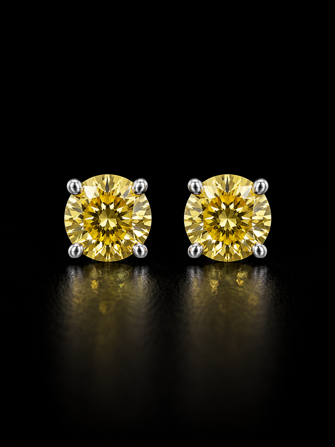 925S Yellow Moissanite Stud Earrings