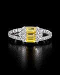 925 Silver Yellow CZ Halo Ring | Sterling Silver Statement Ring | Size 9