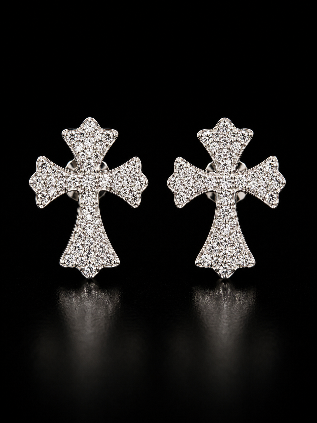 925S Moissanite Cross Stud Earrings