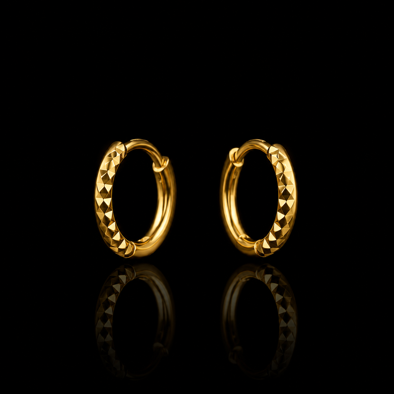 Aurora Faceted 18K Gold Hoop Earrings
